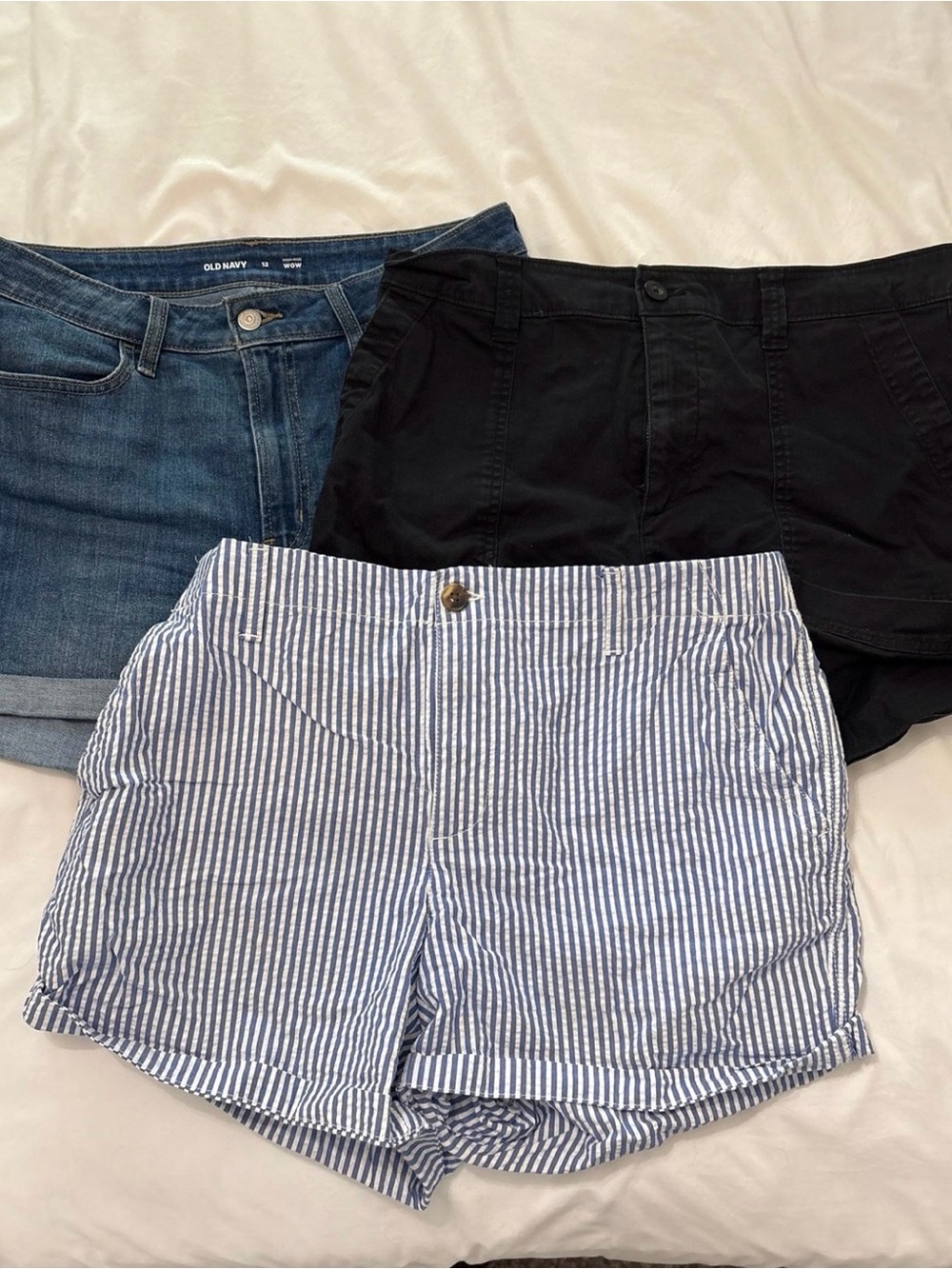 Old Navy Blue and White Striped Seersucker Shorts